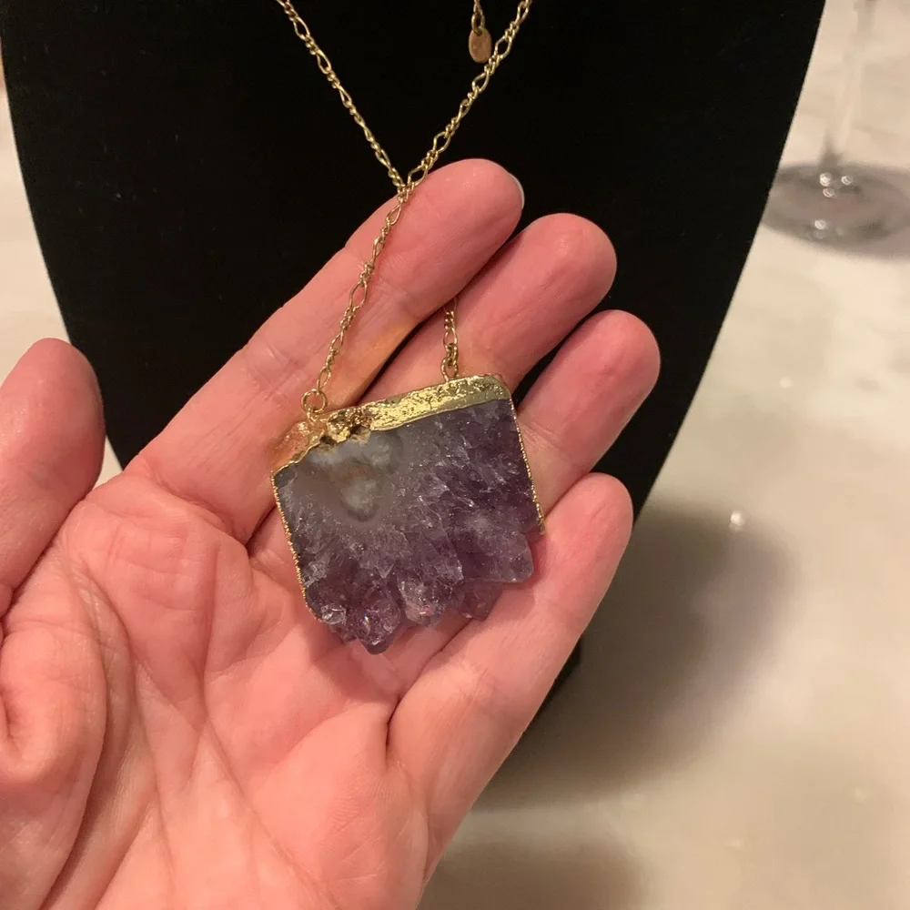 Gold plated necklace with amethyst - Picture 3 of 5